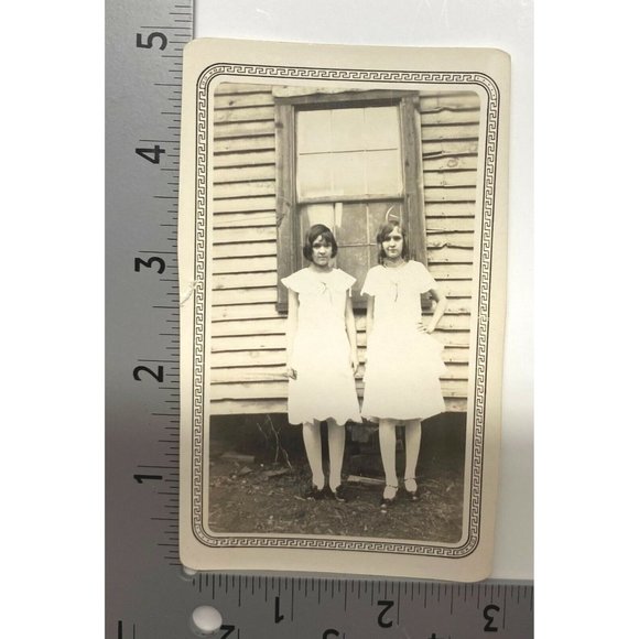 Sisters Portrait 1930s Found Photo Sunday Church Dress Vintage Photograph - Picture 4 of 6